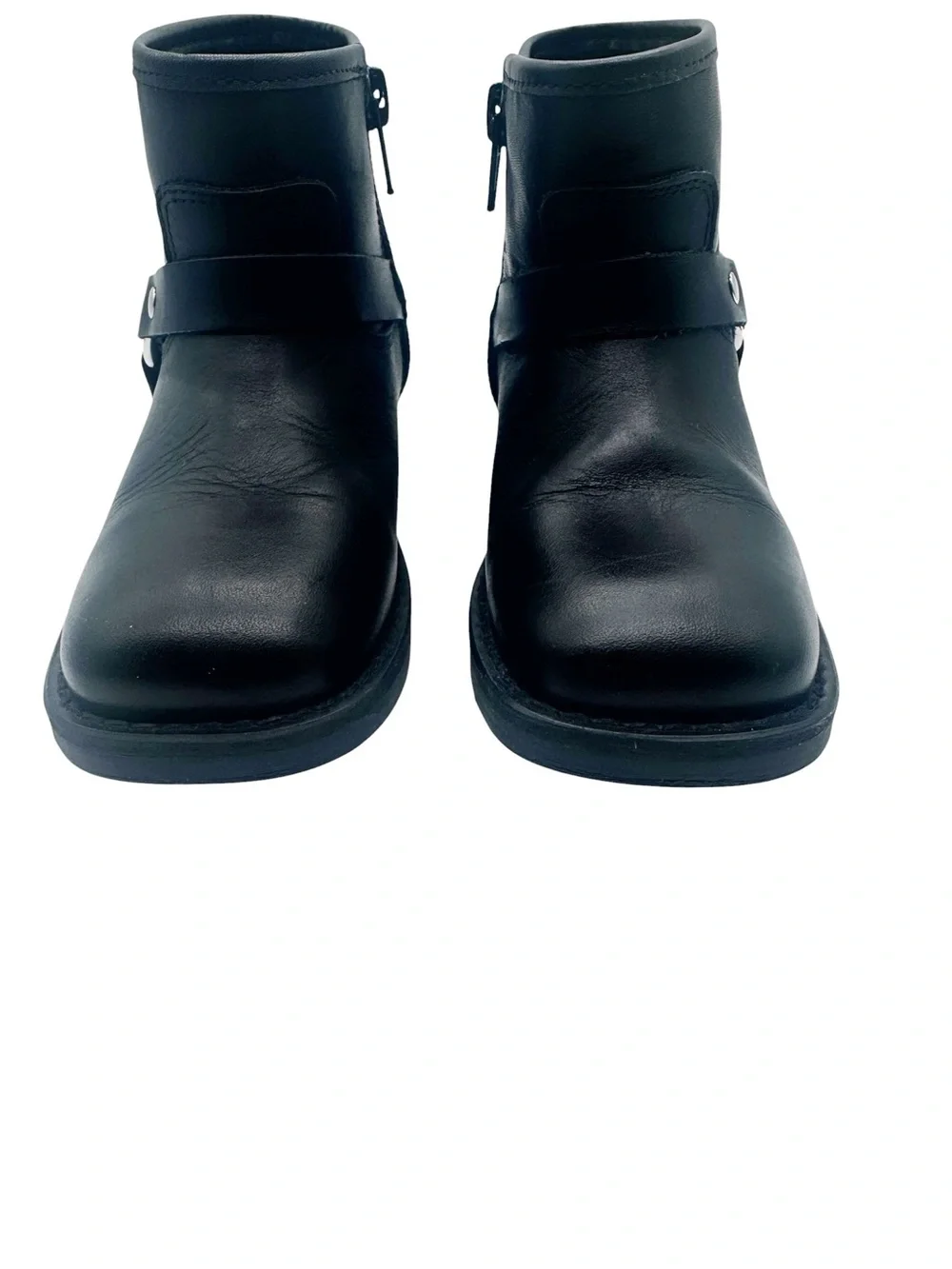 ZARA Black Leather Moto Biker Harness Boots Girls Toddler Size 8